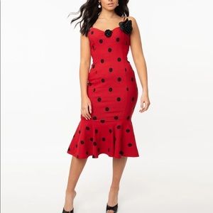 Retro Red Polka Dot Wiggle Mermaid Dress
